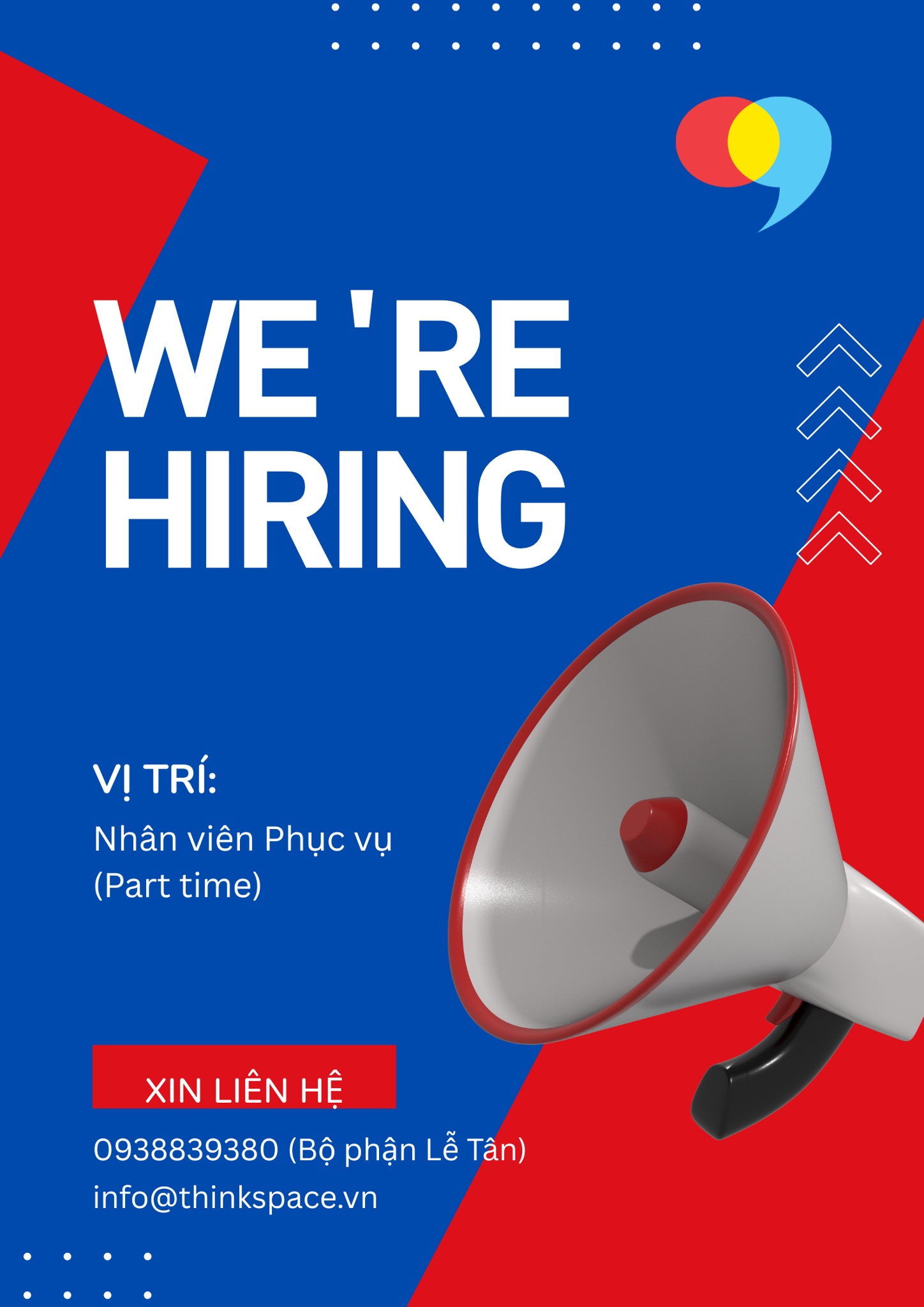 TUYỂN DỤNG: NHÂN VIÊN PHỤC VỤ (PART TIME)