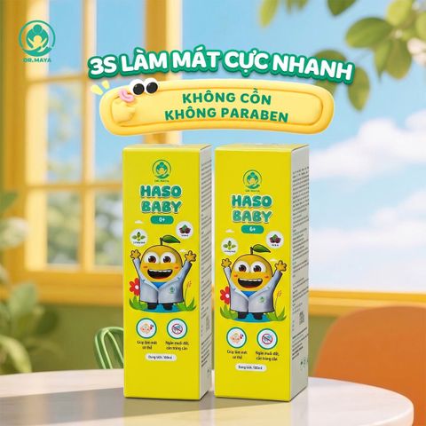 HASOBABY DR.MAYA - XỊT LÀM MÁT DA CHO BÉ KHI MỚI CHỚM SỐT, SỐT NHẸ, HÂM HẤP SỐT