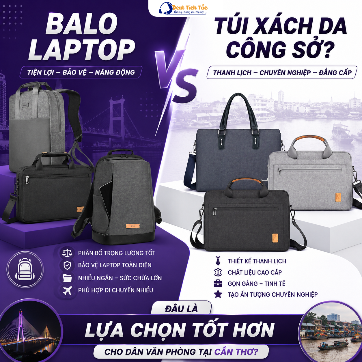 BALO LAPTOP HAY TÚI XÁCH DA CÔNG SỞ? ĐÂU LÀ LỰA CHỌN TỐT HƠN CHO DÂN VĂN PHÒNG TẠI CẦN THƠ?
