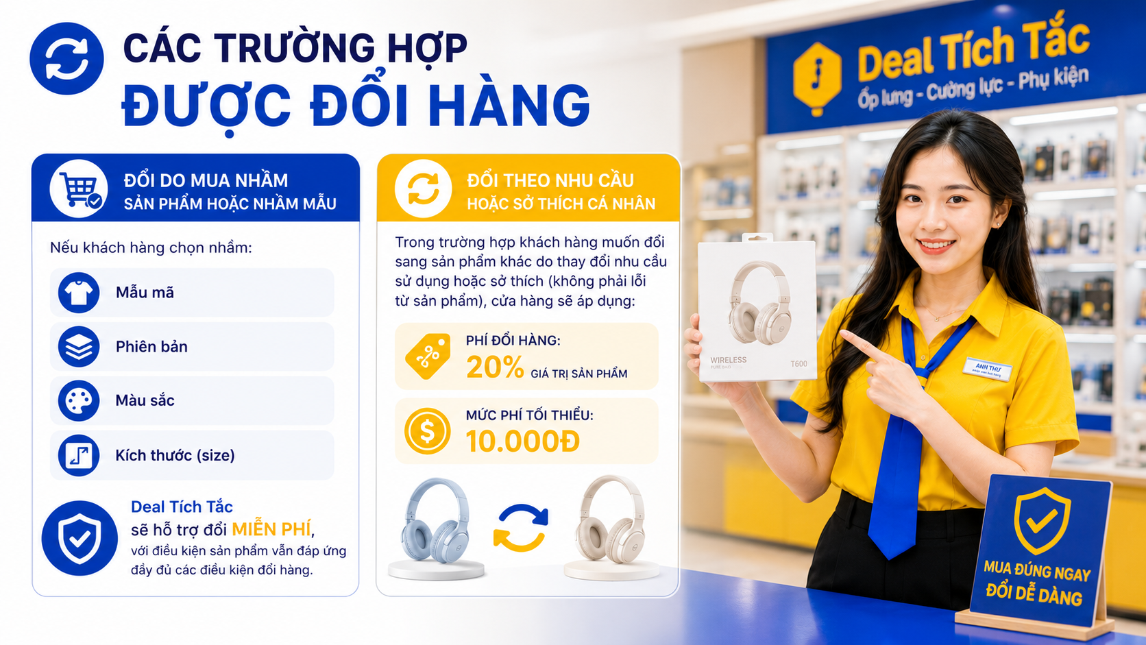 CÁC TRƯỜNG HỢP ĐƯỢC ĐỔI HÀNG