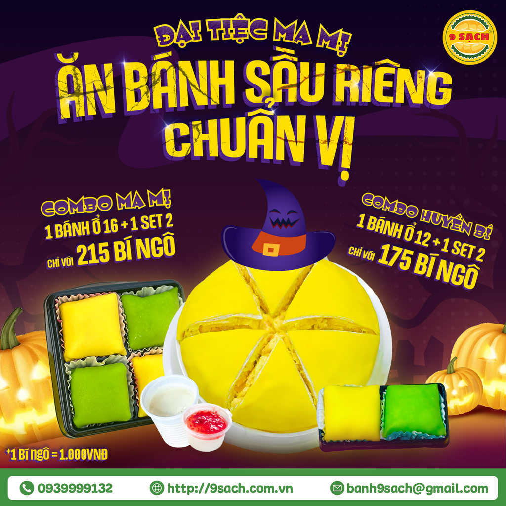 🎃 ĐẠI TIỆC MA MỊ – ĂN BÁNH SẦU RIÊNG CHUẨN VỊ NHÀ 9 SẠCH 👻