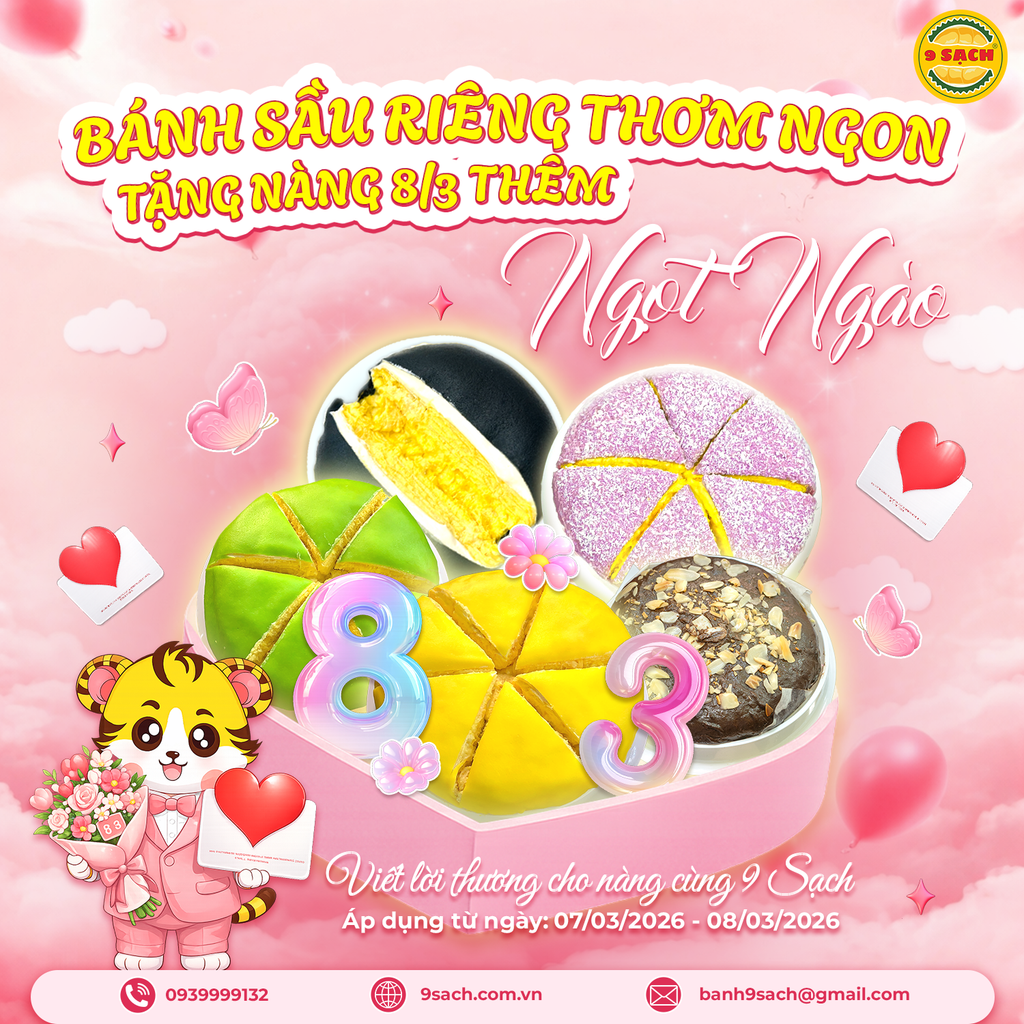 BÁNH SẦU RIÊNG 9 SẠCH – MÓN QUÀ NGỌT NGÀO NGÀY 8/3