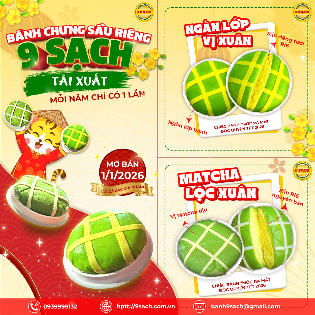 BÁNH CHƯNG SẦU RIÊNG 9 SẠCH CHÍNH THỨC TÁI XUẤT 2026