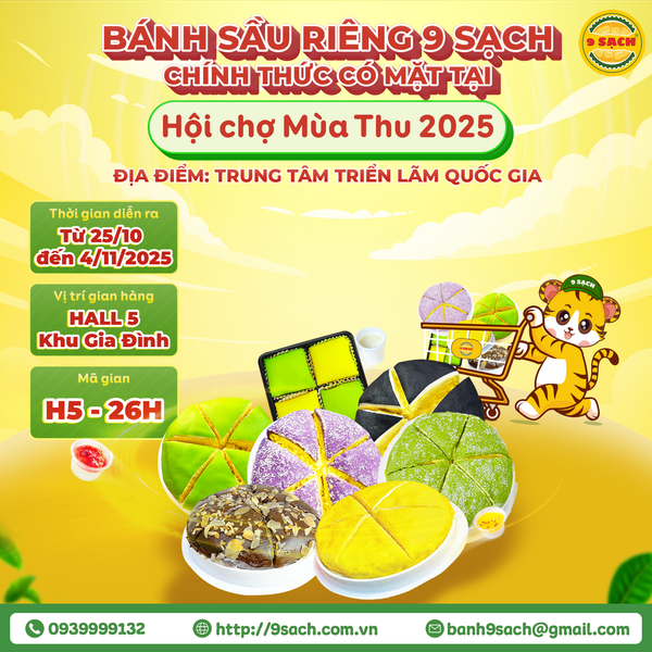 ĐẶC SẢN CẦN THƠ GÂY SỐT TẠI HÀ NỘI! BÁNH SẦU RIÊNG 9 SẠCH CHÍNH THỨC CÓ MẶT TẠI HỘI CHỢ MÙA THU 2025!