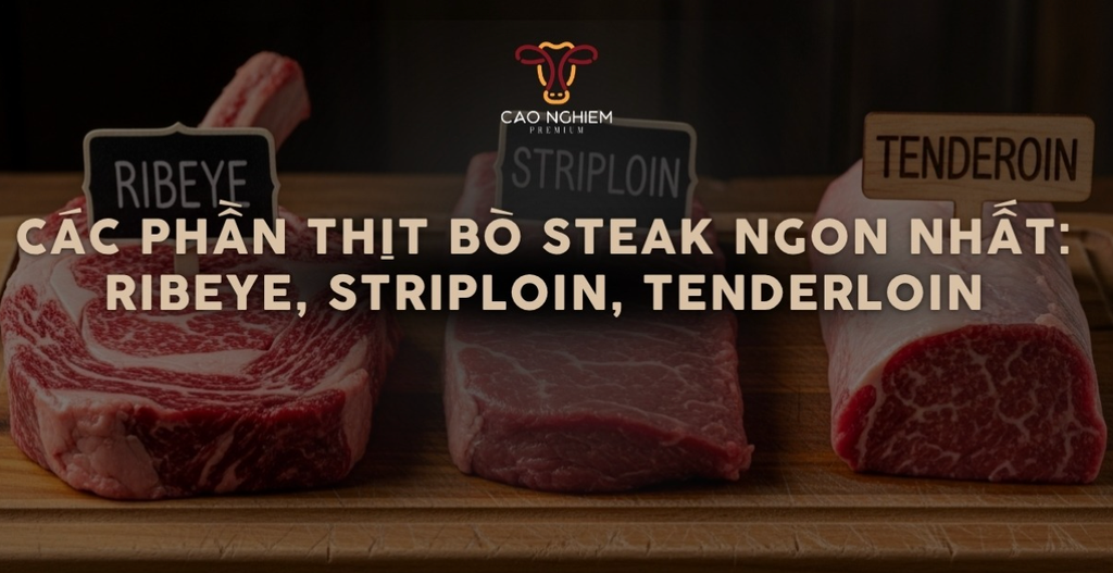 Các phần thịt bò steak ngon nhất: Ribeye, Striploin, Tenderloin