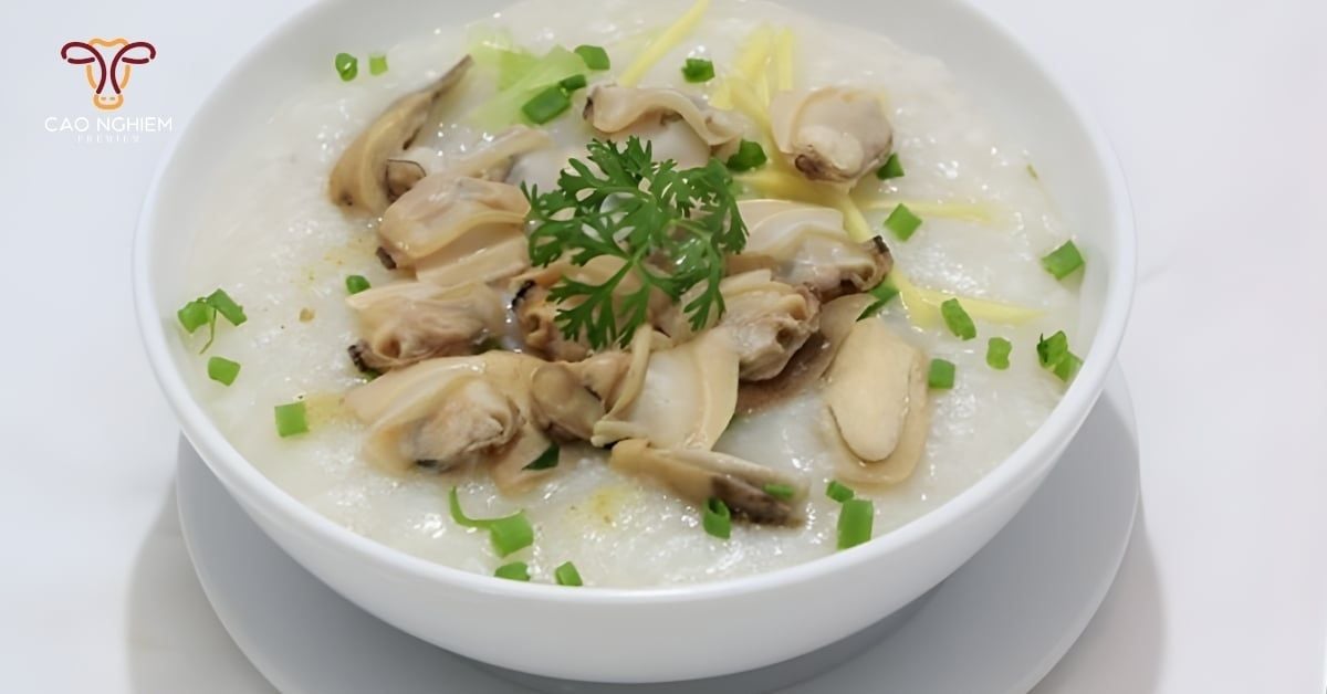 Hoàn thành và thưởng thức cháo vẹm xanh thơm ngon