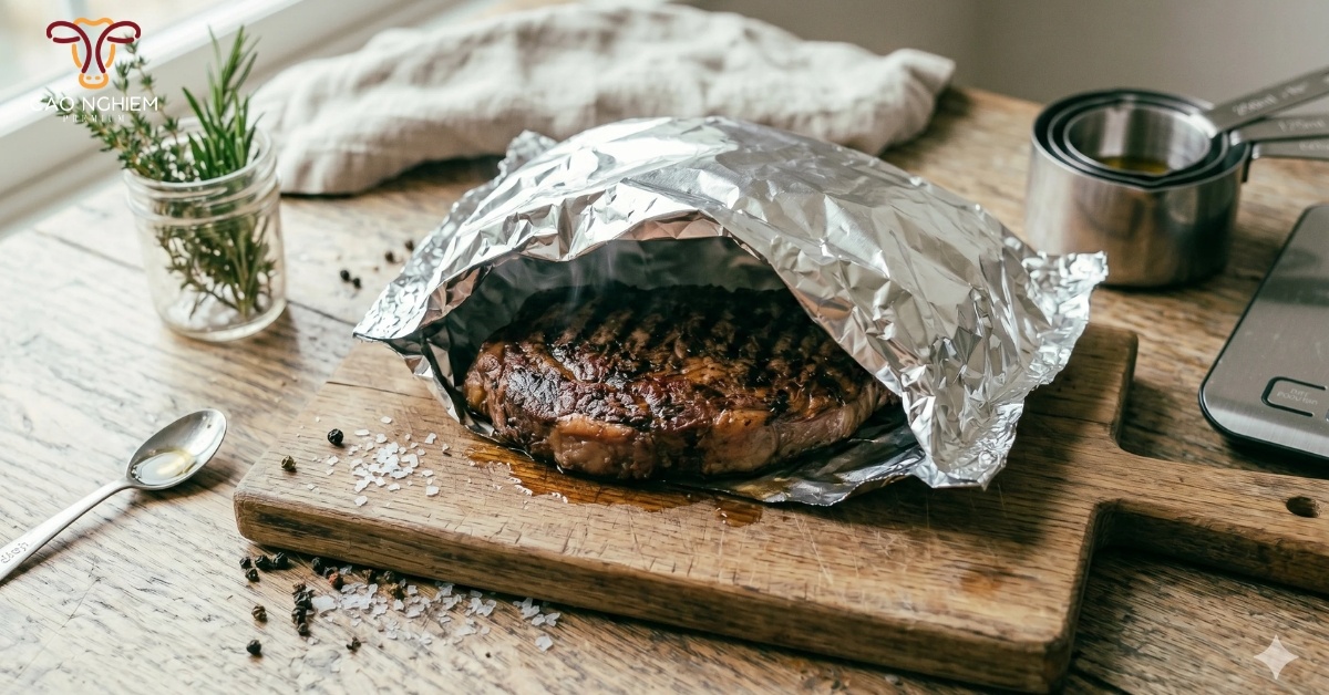 Phủ một lớp giấy bạc giúp steak hạn chế mất nhiệt quá nhanh