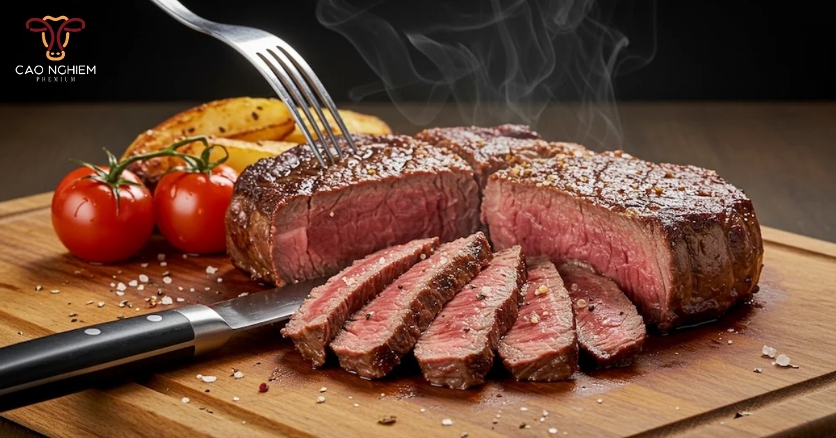 Để steak nghỉ 5-10 phút trước khi cắt