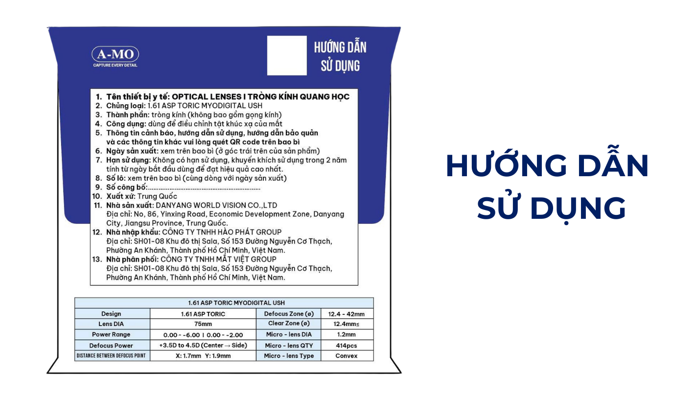 Hướng dẫn sử dụng tròng 1.61 ASP TORIC MYODIGITAL USH