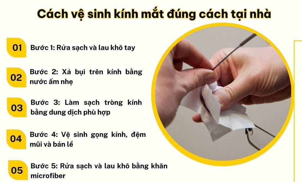 Làm sạch gọng, đệm mũi và bản lề kính