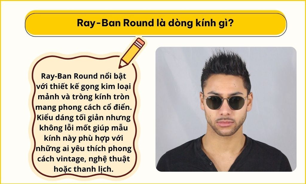 Kính Ray-Ban Round Metal RB3447 gọng tròn kim loại