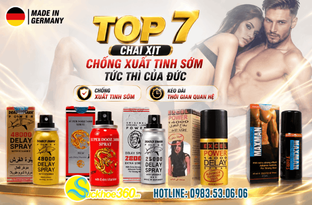 Top 7 chai xịt chống xuất tinh sớm tác dụng nhanh của Đức