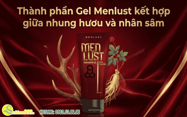 Thành phần Gel Menlust kết hợp giữa nhung hươu và nhân sâm