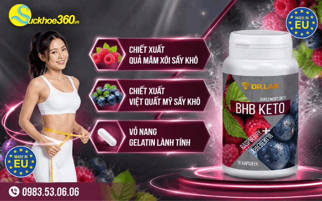 Bảng thành phần bóc tách chất béo của viên giảm cân BHB KETO 90 viên