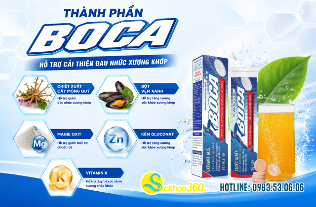 Thành phần của viên sủi Boca xương khớp
