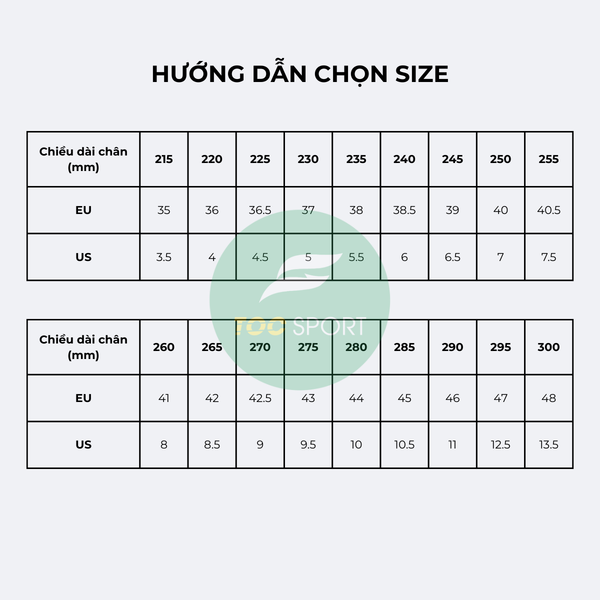 Hướng dẫn chọn size - Bảng size giày chạy bộ BMAI