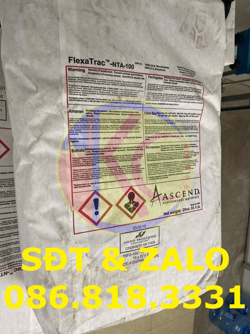Tỉ lệ sử dụng NTA-100 trong xử lý nước