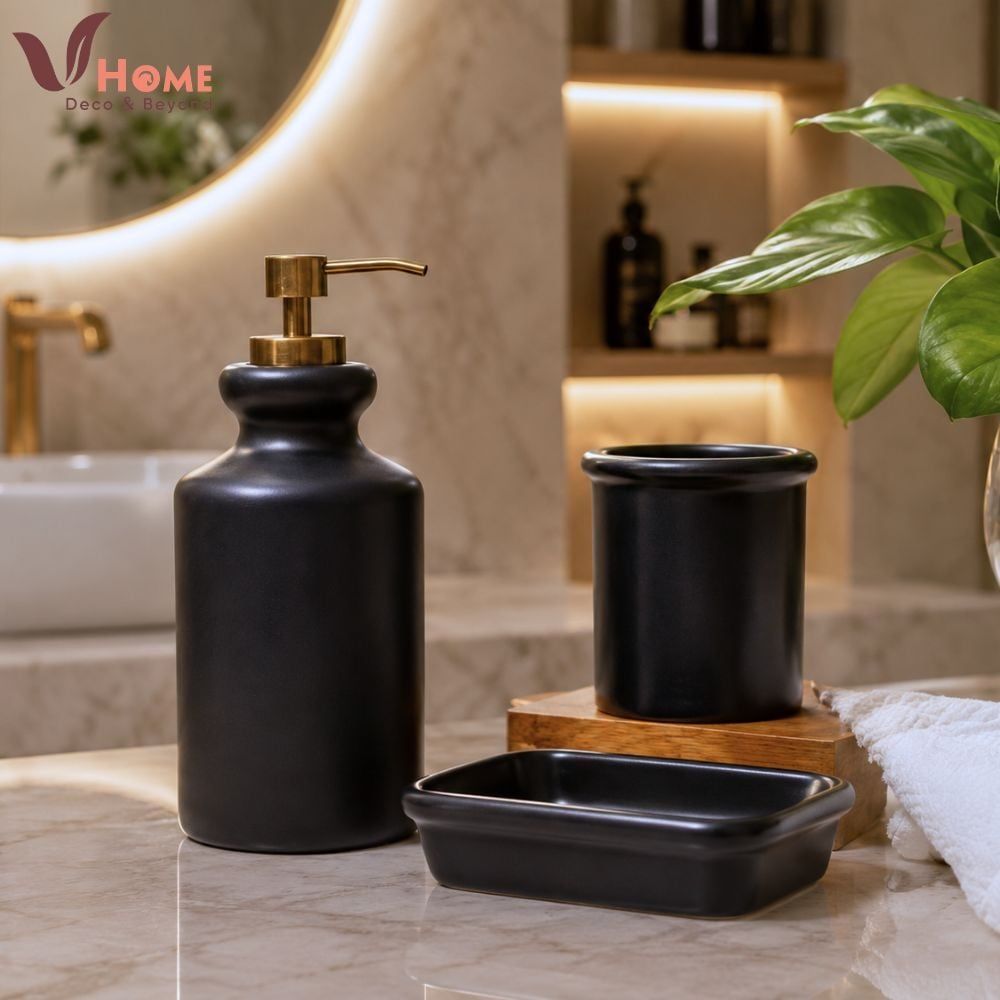 🧼 SET PHỤ KIỆN NHÀ TẮM ĐEN MỜ - VẺ ĐẸP CỦA SỰ TỐI GIẢN 🖤