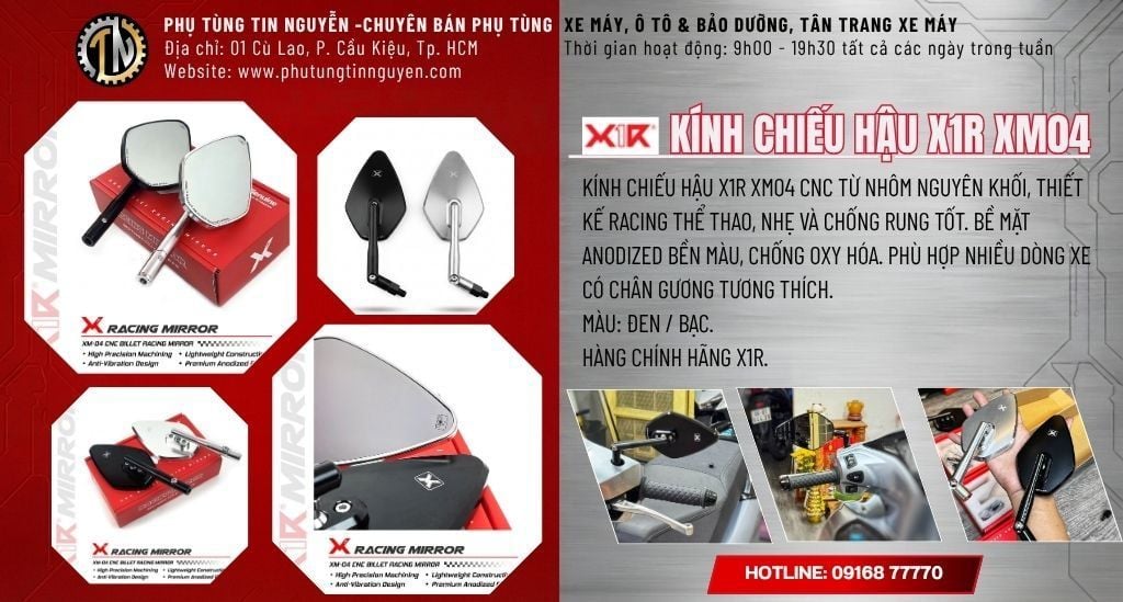 🏍️ KÍNH CHIẾU HẬU X1R XM04 – NÂNG CẤP DIỆN MẠO, ĐẬM CHẤT RACING! 🔥