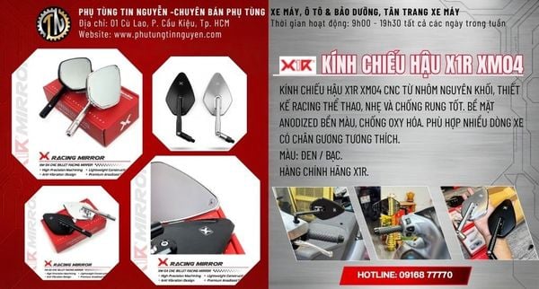 🏍️ KÍNH CHIẾU HẬU X1R XM04 – NÂNG CẤP DIỆN MẠO, ĐẬM CHẤT RACING! 🔥