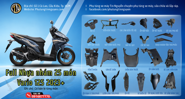 FULL NHỰA NHÁM 25 MÓN – VARIO 125 2023+