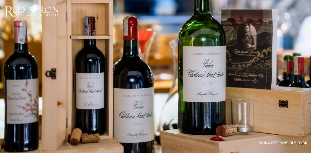 Chai rượu vang đỏ Vieux Chateau Saint Andre 2019 nhà Berrouet, rượu vang Montagne Saint Emilion với độ chua tự nhiên cao và hương trái cây tươi.