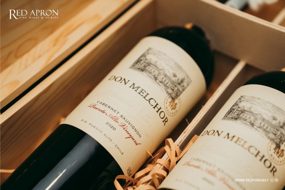 Bộ sưu tập các chai Don Melchor Cabernet Sauvignon nhiều niên vụ khác nhau