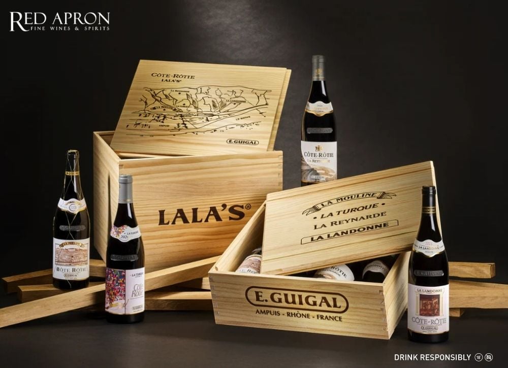 Bộ sưu tập guigal cotes rotie La Landonne, La Mouline và La Turque trong hộp gỗ