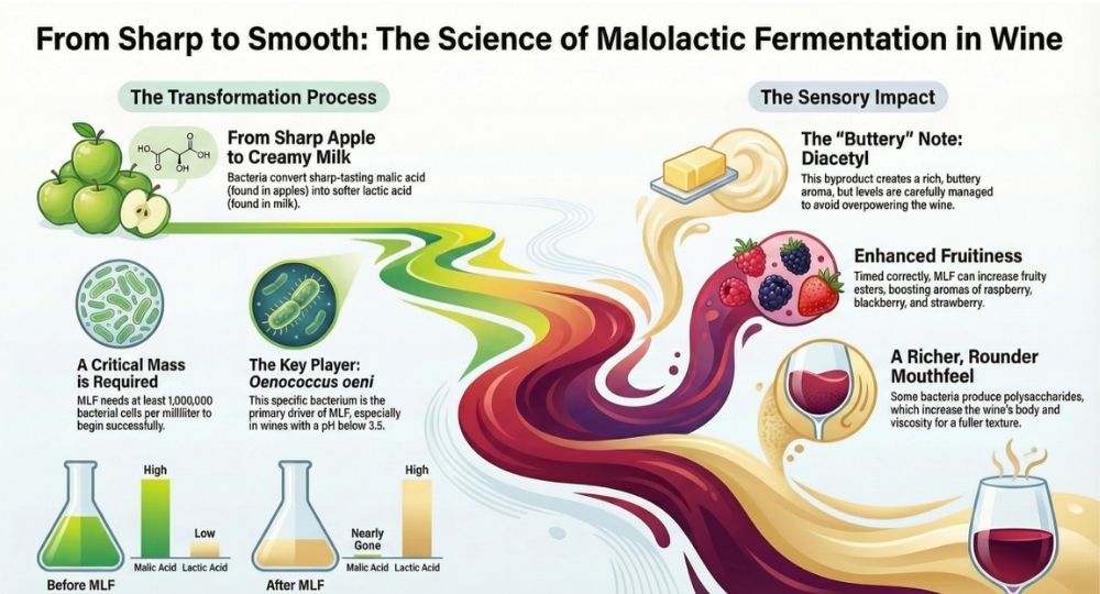 Lợi ích của malolactic fermentation đối với cấu trúc và độ mềm của rượu vang