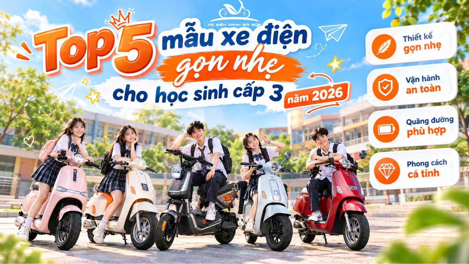 Top 5 Mẫu Xe Điện Gọn Nhẹ Cho Học Sinh Cấp 3 Năm 2026