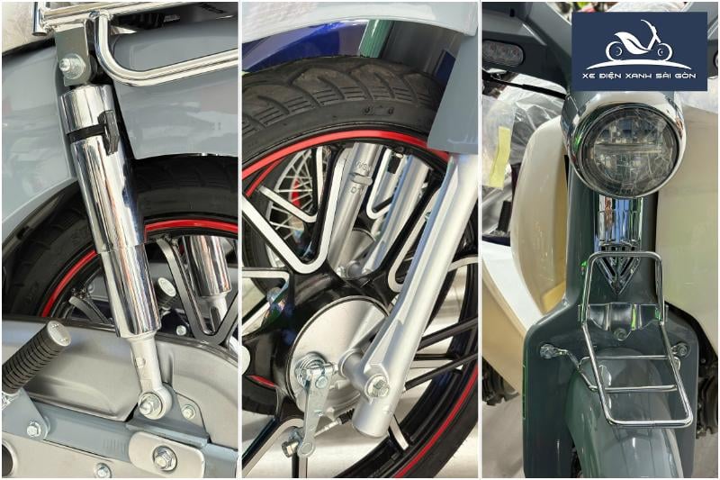 Thiết kế đèn pha cổ điển và bộ giảm chấn thuỷ lực của xe cub 50cc Halim FI50