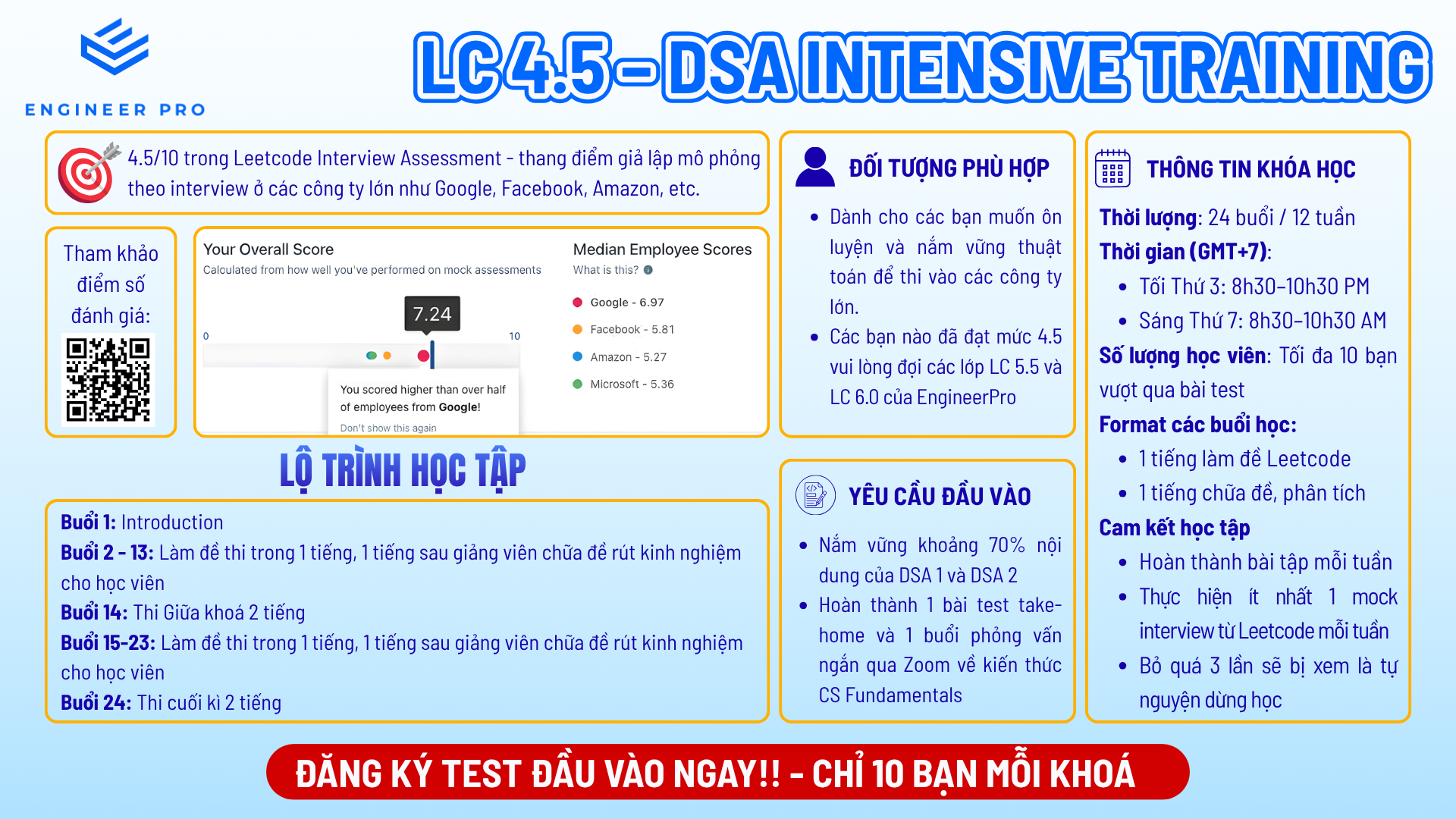 [PREMIUM COURSE] Khóa học LC 4.5 - DSA Intensive Training tại Engineer Pro