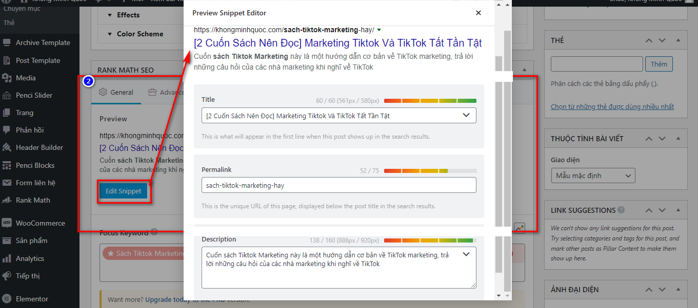 Cách Viết Bài Chuẩn SEO Trên Website Wordpress - Rank Math SEO