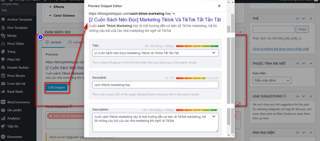 Cách Viết Bài Chuẩn SEO Trên Website Wordpress - Rank Math SEO