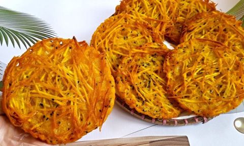 Cách làm bánh khoai lang sợi chiên giòn rụm, thơm lừng