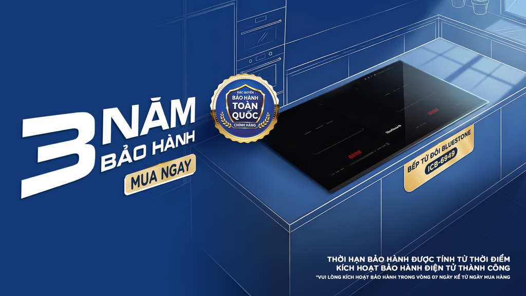 An tâm chất lượng: BlueStone nâng cấp bảo hành bếp từ âm lên đến 3 năm
