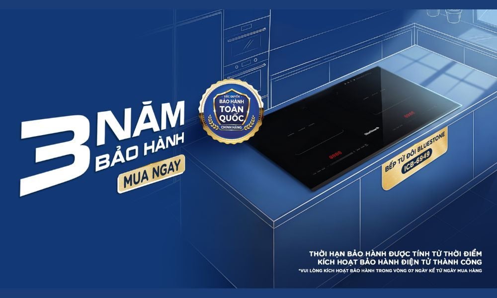 An tâm chất lượng: BlueStone nâng cấp bảo hành bếp từ âm lên đến 3 năm