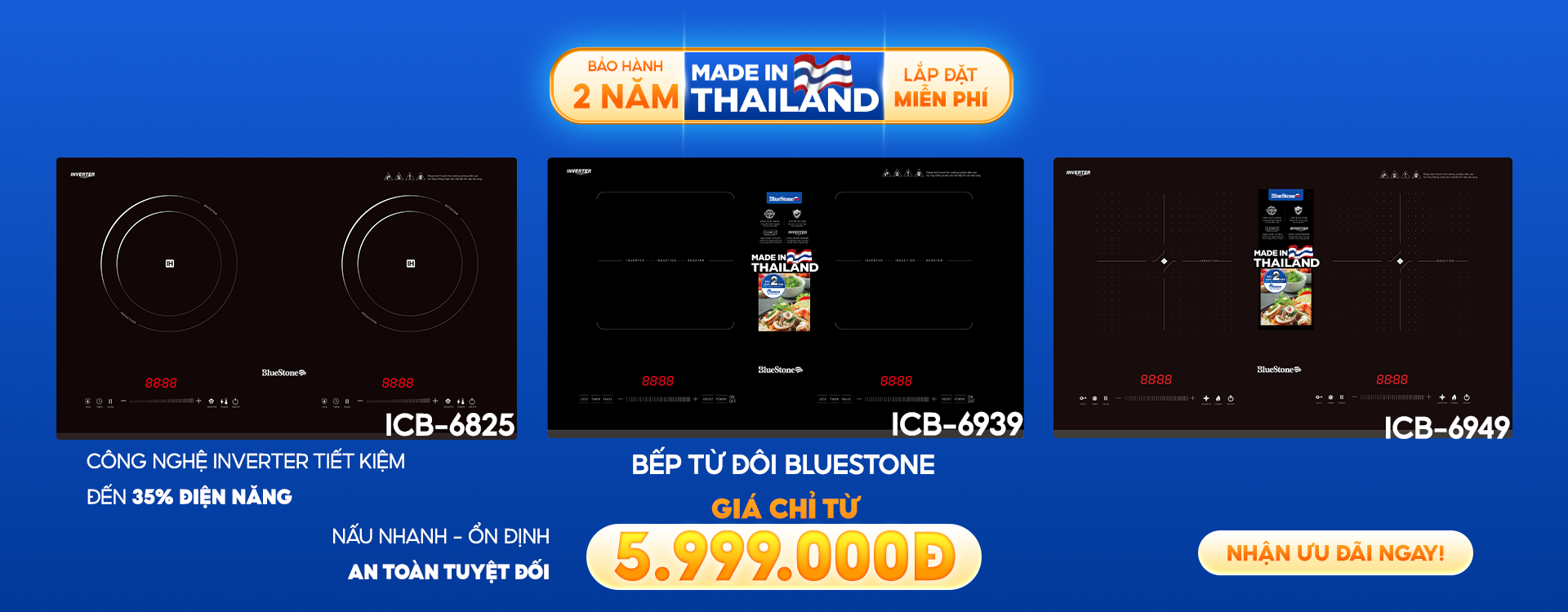 Bộ 3 bếp từ đôi mới