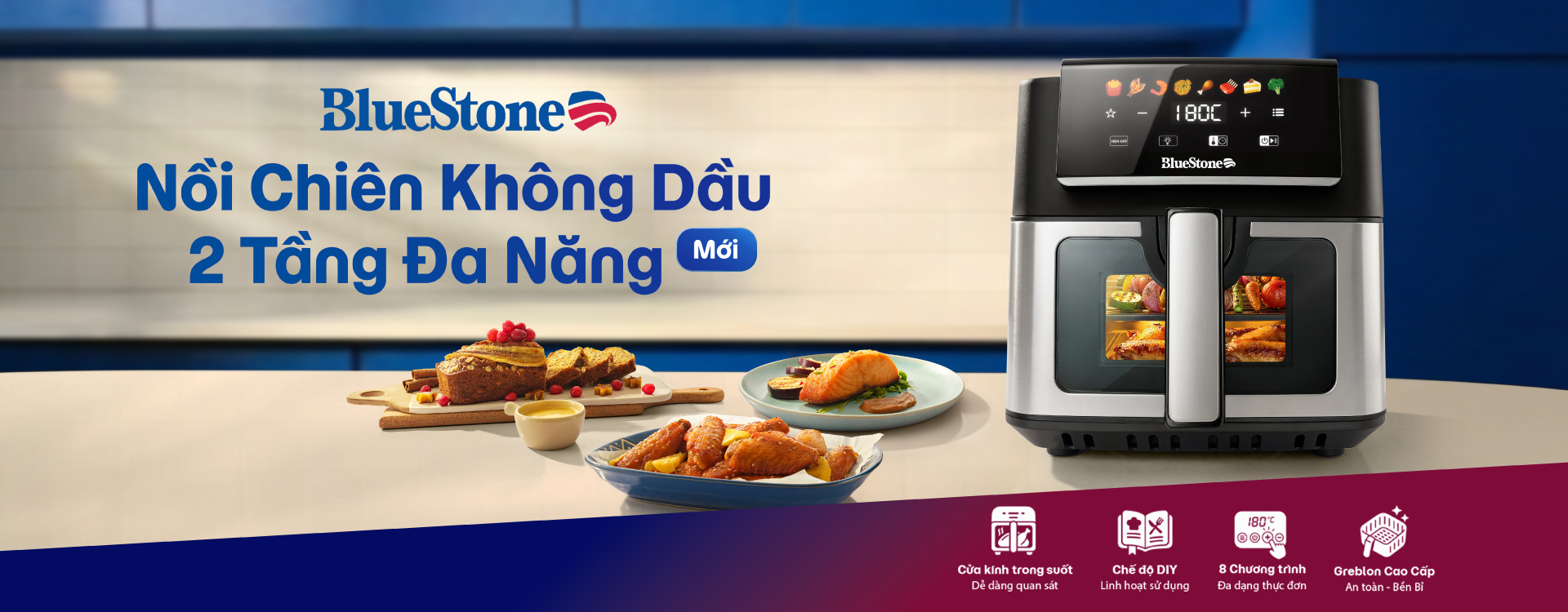 Nồi Chiên Không Dầu BlueStone AFB-5851 6.5 Lít 1700W