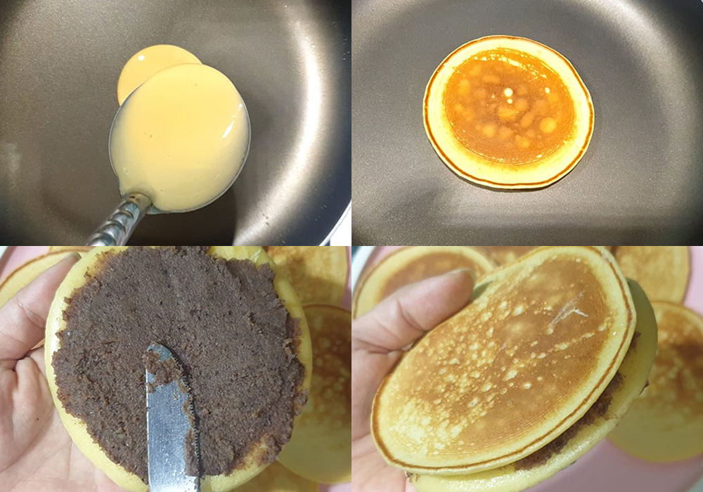 Các bước làm bánh dorayaki bằng chảo chống dính