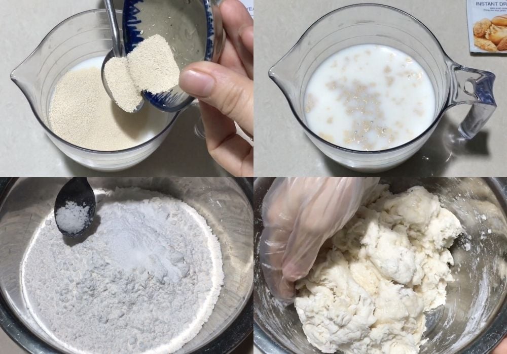 Kích hoạt men và trộn bột vỏ bánh