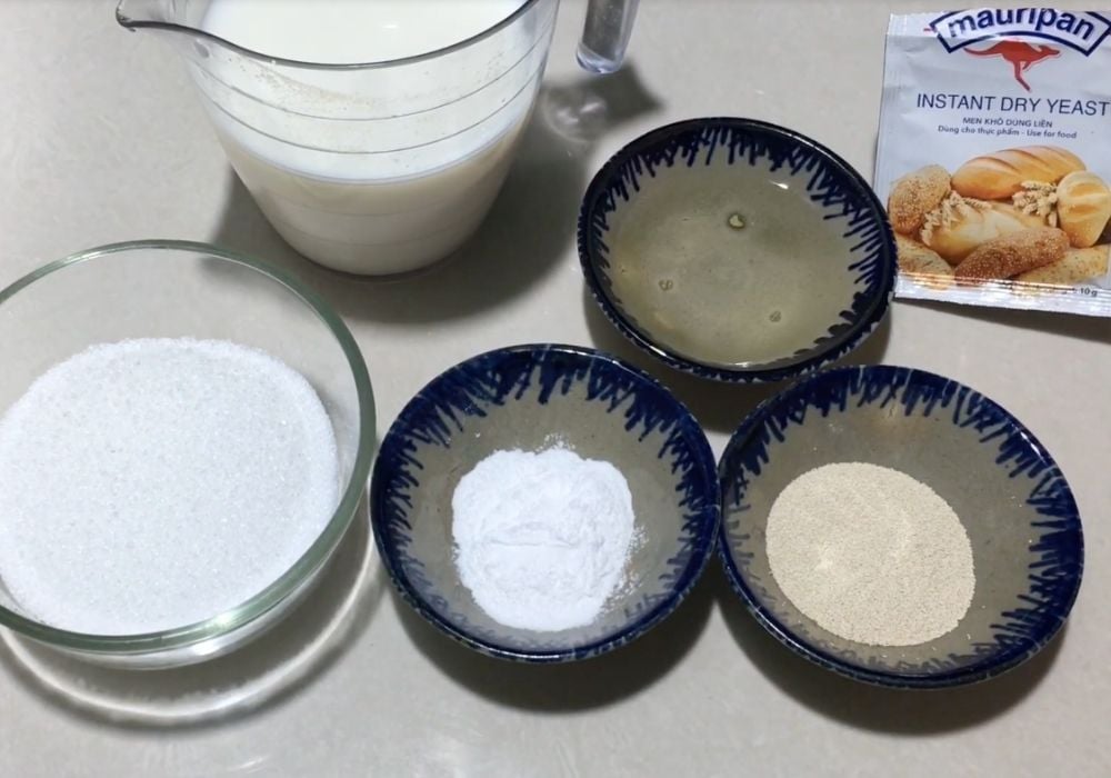 Nguyên liệu làm bánh bao nhân xá xíu