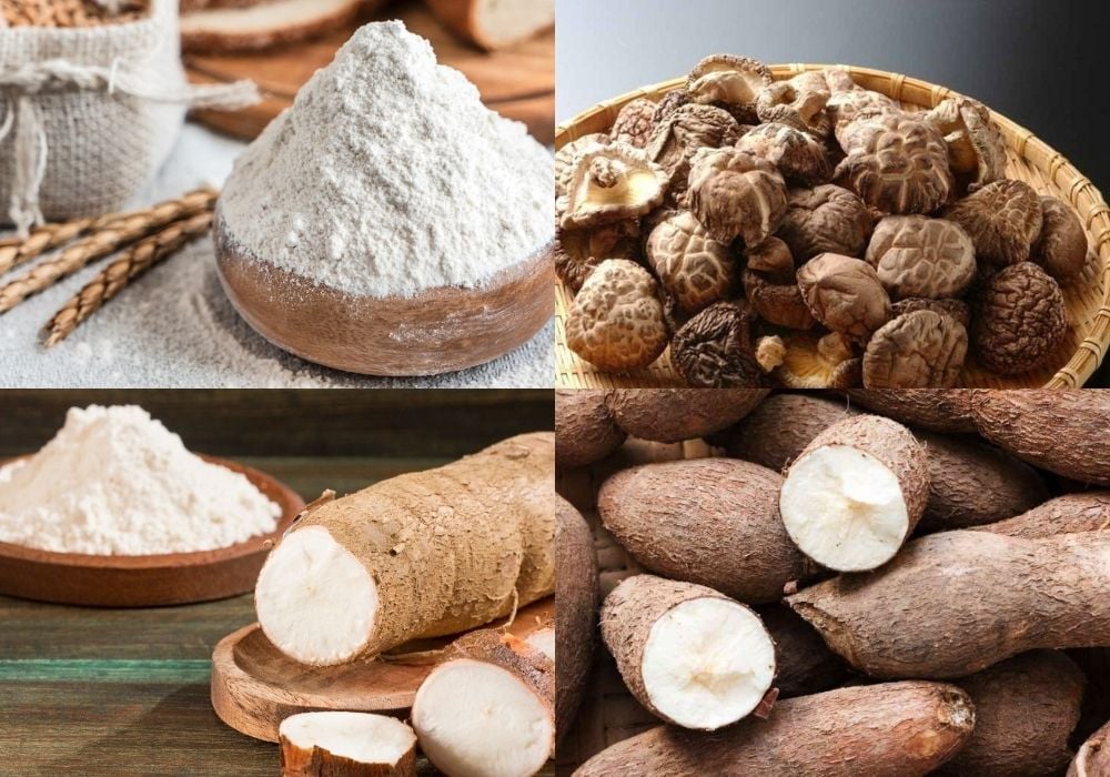 Nguyên liệu làm bánh bèo chay củ sắn