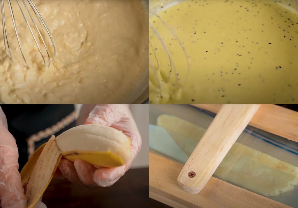 Làm bột và ép chuối