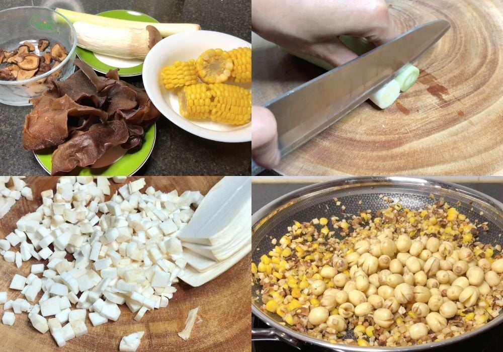 Chuẩn bị và xào nhân bánh