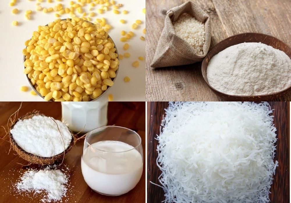 Nguyên liệu làm bánh nếp nhân đậu xanh dừa