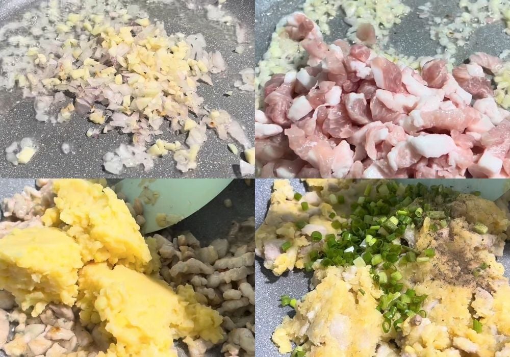 Xào nhân thịt đậu xanh