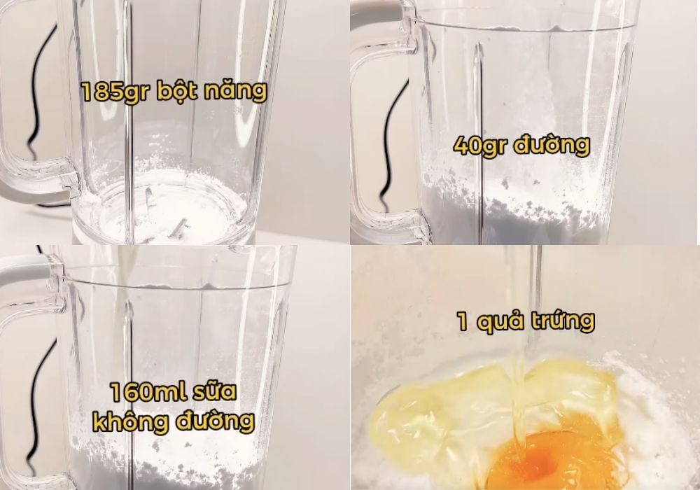 Chuẩn bị và trộn bột bằng máy xay sinh tố