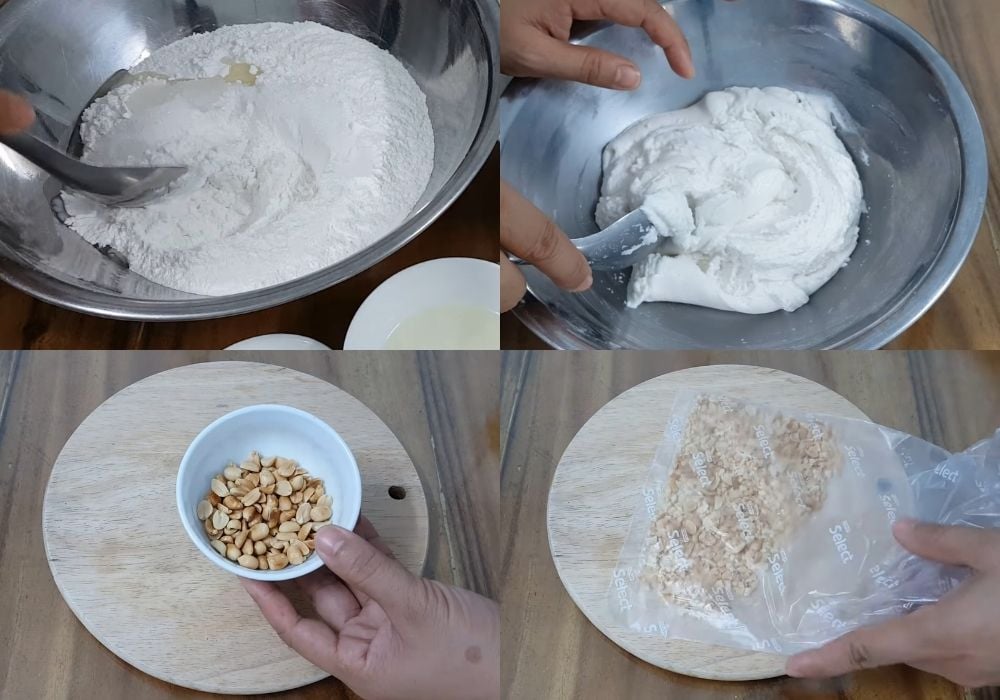 Xử lý đậu phộng và nhồi vỏ bánh