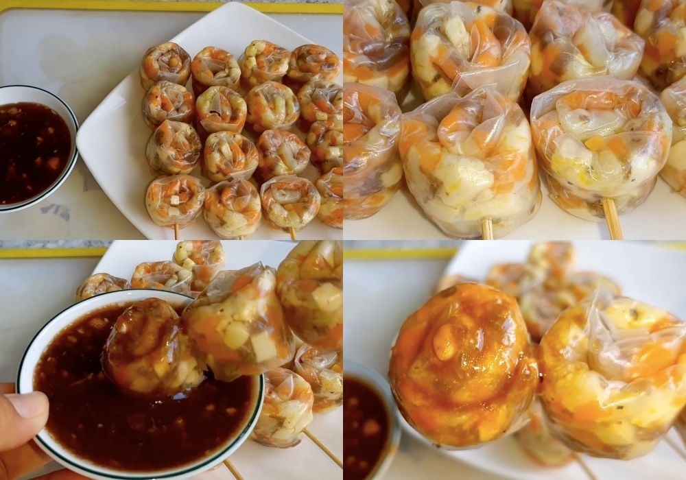 Bánh tráng lụi chay sốt me